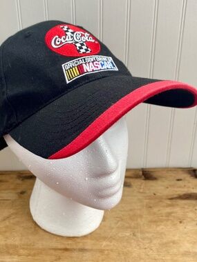 Nascar Racing Cap. Red, Black Coca Cola Jeff Burton #31 Signed. Velcro Clasp